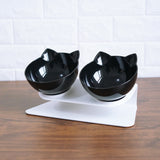 Cat Non Slip Raised Feeder Stand With Double Bowls Protects Cervical Vertebrae